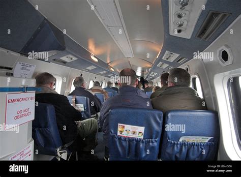 Interior of Sikorsky 61 Helicopter British International Airways flight to Isles of Scilly Stock ...