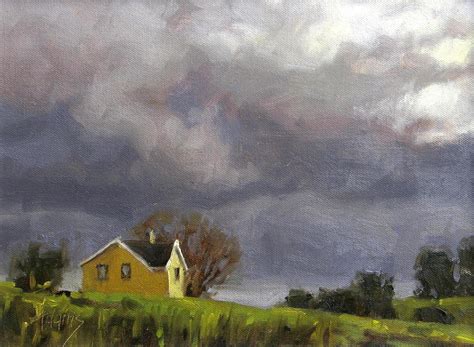 Yellow House and Stormy Skies - Picture This Framing & Gallery