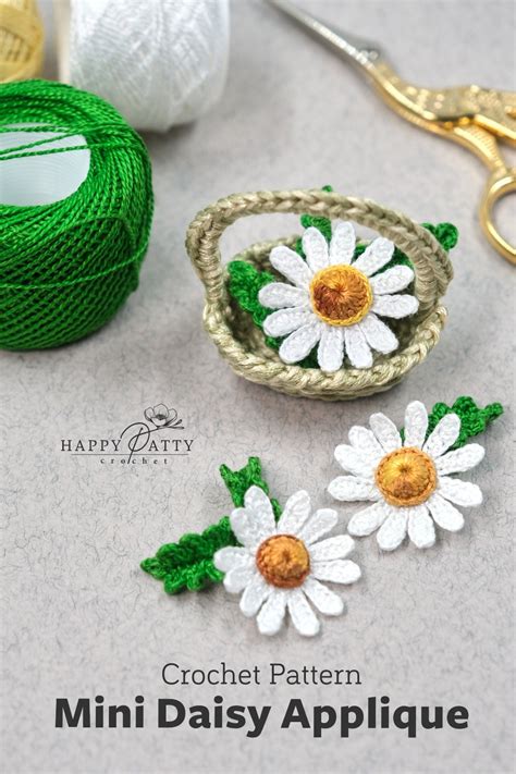 Crochet Mini Daisy Applique Pattern Crochet Flower Pattern - Etsy