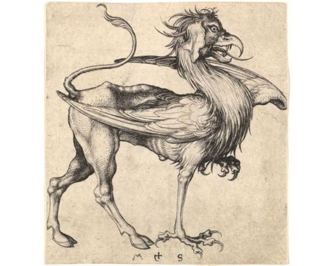 Griffin art print medieval fantasy art bestiary mythological creature ...