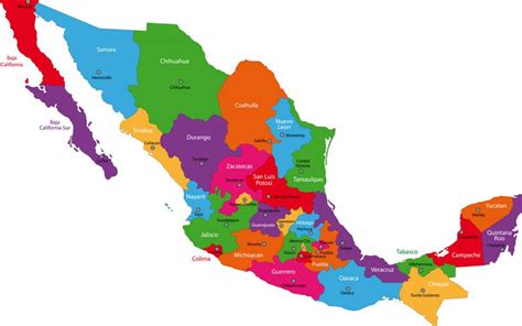 Mapa de México con nombres y división política - México Desconocido | Mapa de mexico, Estados y ...