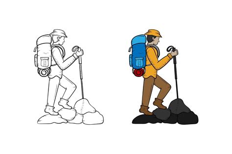 Hiking hand drawn illustration sketch and color 3210698 Vector Art at ...