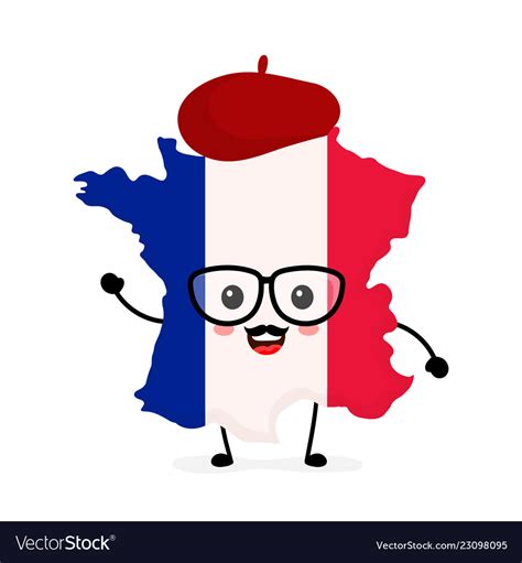 Cute funny smiling happy france map Royalty Free Vector