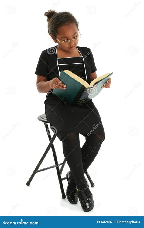 Girl with Glasses Reading stock image. Image of teacher - 442807