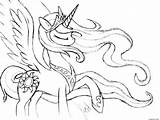 Coloring Celestia Princess Pony Little Pages Printable Unicorn Drawing  sketch template
