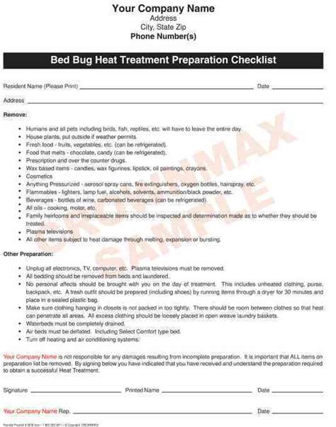 2676 – Bed Bug Heat Treatment Preparation Checklist - Crownmax.com