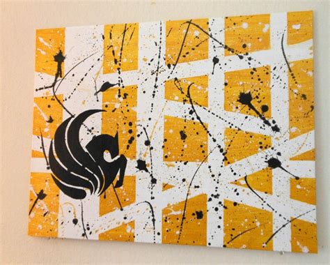 UCF Logo Black and Shiny Gold Abstract Handpainted | Etsy