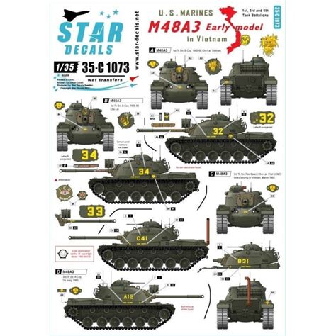 Star Decals, SCALE 1/35, 35-C1073 US Marines in Vietnam.M48A3 Early ...