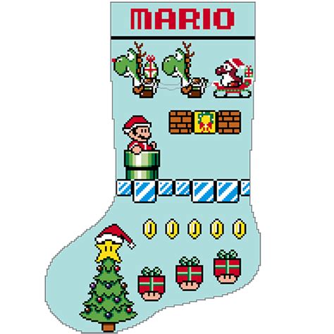 8-bit Mario and Yoshi Cross Stitch Christmas Stocking Pattern - Etsy