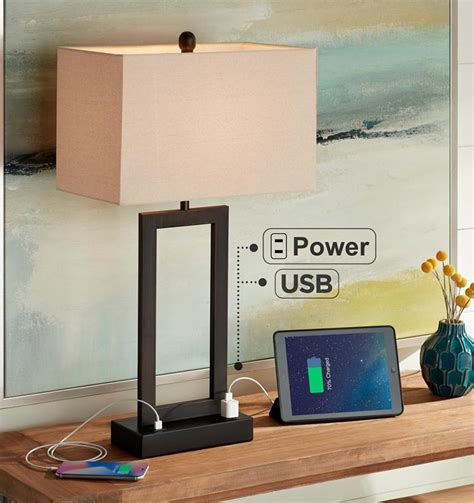 Table Lamps | Todd Bronze Finish Metal Table Lamp with USB Port and Outlet | brandowstore.com