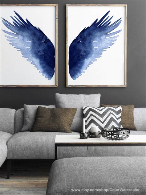 Wings Art Print, Wings Wall Art, Wings Wall Art, Wings Prints, Wings Wall Decor, Navy Blue Wings ...