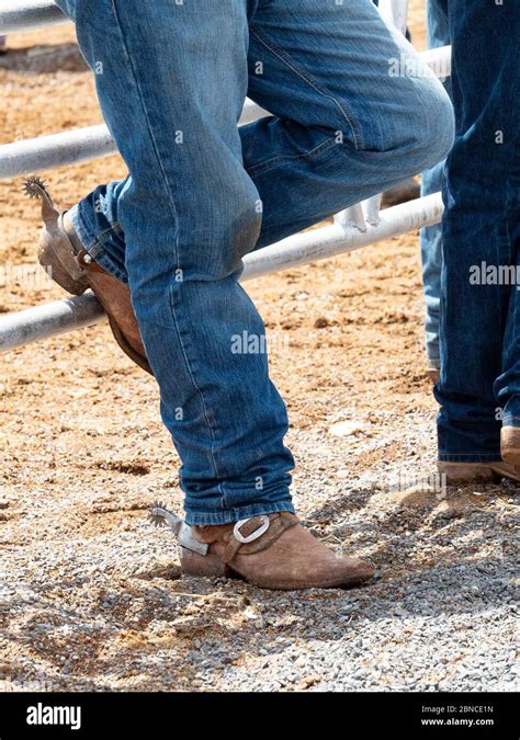 Cowboy boots with spurs Stock Photo - Alamy