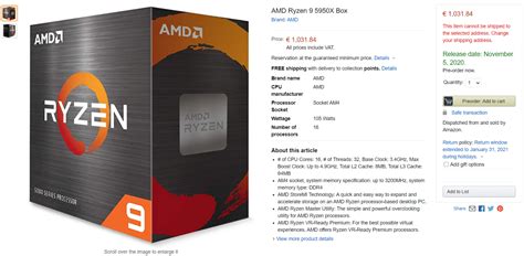 AMD Ryzen 9 5950X, Ryzen 9 5900X, Ryzen 7 5800X Desktop CPUs Listed on Amazon For Pre-Order