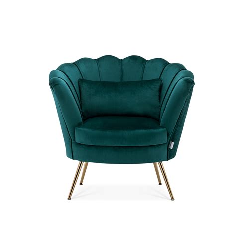 Emerald Green Velvet Scalloped Chair With Cushion | Green armchair, Green velvet armchair, Tub chair