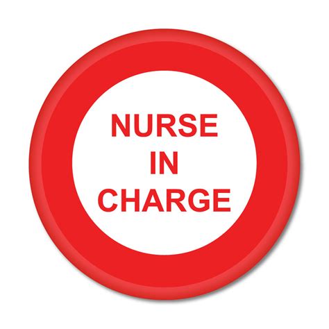 Nurse In Charge 50mm Badge Red-White | Printed Metal Pin Badges