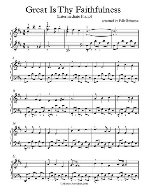 Free Piano Arrangement Sheet Music – Great Is Thy Faithfulness – Michael Kravchuk