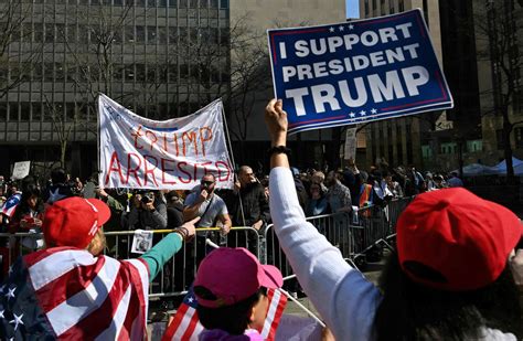 Trump NYC protests: Small group of former president's supporters, foes ...