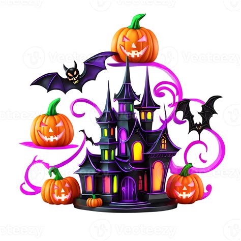 Neon Colors Happy Halloween Design, Halloween Clipart, Generative AI 28899815 PNG