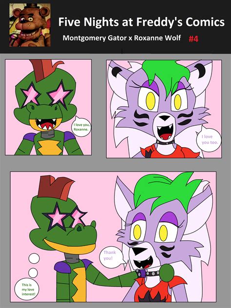 FNAF Comics #4 - Montgomery Gator x Roxanne Wolf by CatMarioCore on DeviantArt