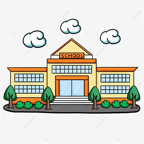 Gedung Sekolah Kelas Sekolah Kartun, Kartun, Sekolah, Bus Sekolah PNG Transparan Clipart dan ...