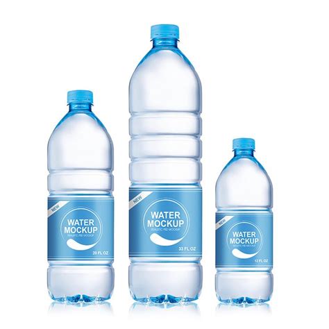 Packreate » Mineral Water Plastic Bottle PSD Mockup – 3 Sizes | Water bottle label design, Water ...