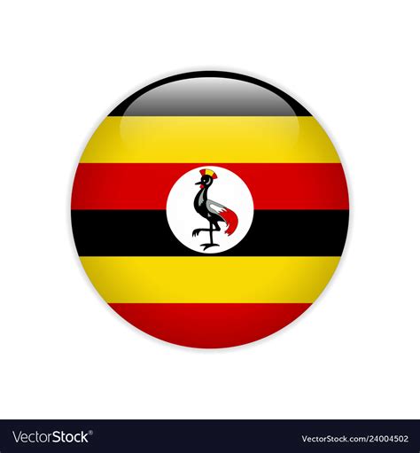 Uganda flag on button Royalty Free Vector Image