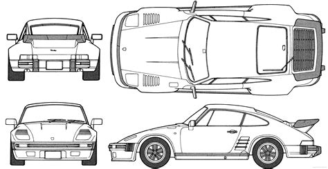 Porsche 911 Flatnose Coupe blueprints free - Outlines