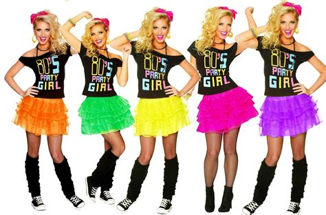 Ladies 80s Party Girl T-shirt Skirt Costume full set - 80's Costume - Decades Costume - Themes ...