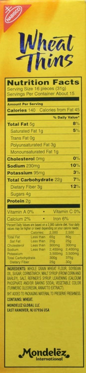 Wheat Thins Nutrition Facts Label | Besto Blog