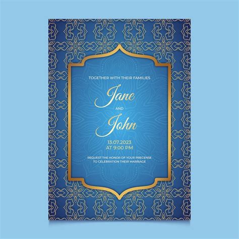 Free Vector | Engraving hand drawn golden wedding invitation template