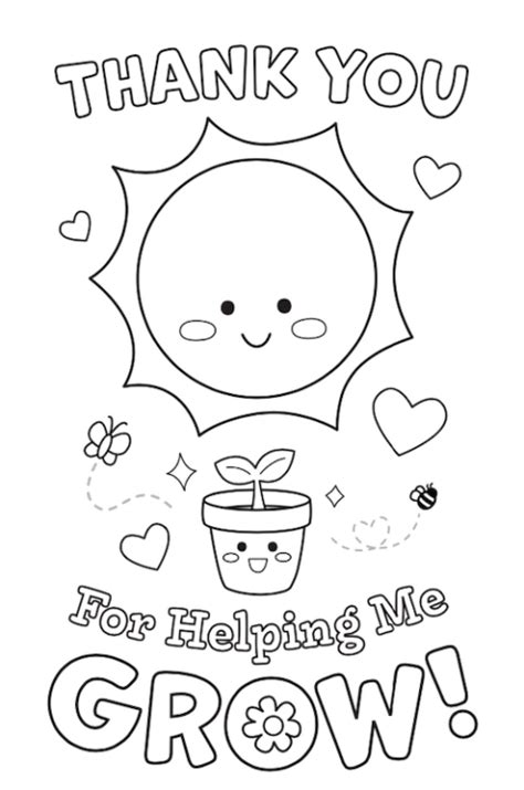 Thank You for Helping Me Grow Coloring Page - Little Bee Family