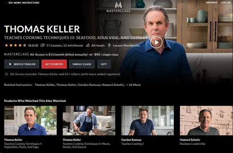 MasterClass Thomas Keller's Cooking Techniques III: Seafood, Sous Vide, and Desserts Lesson ...