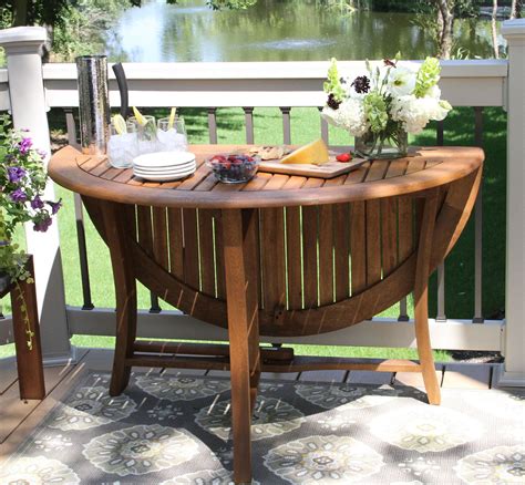 48" Round Eucalyptus Hardwood Folding Table with Umbrella Hole