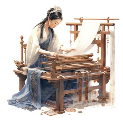 Premium AI Image | Silk weaver operating a loom showcasing ancient ...