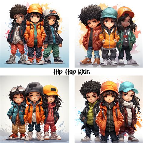 Hip Hop Kids Clipart Black Boys and Girls PNG Kids Birthday - Etsy