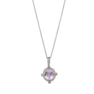 Kunzite and Diamond Pendant with 11.38 Carat Center Stone - Pendants ...