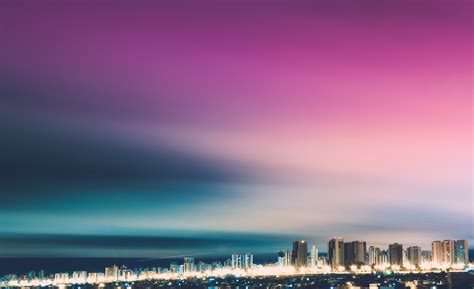 Skyline Purple City Skycrapper 4k Wallpaper,HD Photography Wallpapers ...