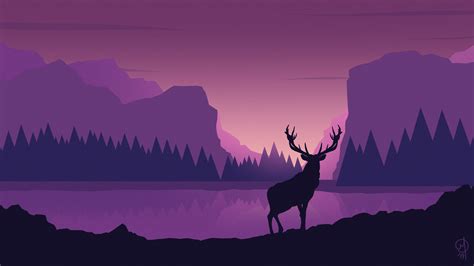 Download wallpaper 6827x3840 deer, art, vector, mountains, landscape hd ...