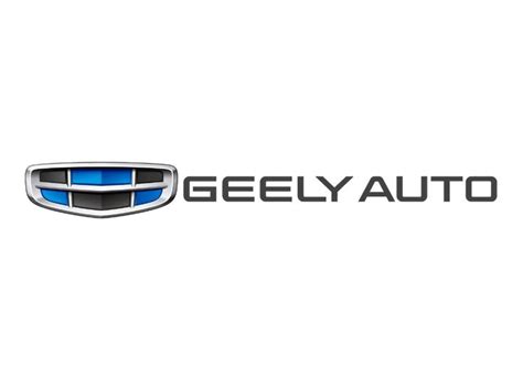 the logo for geely auto is shown on a white background with blue and black letters