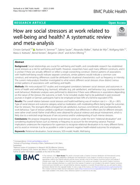 (PDF) How are social stressors at work related to well-being and health ...