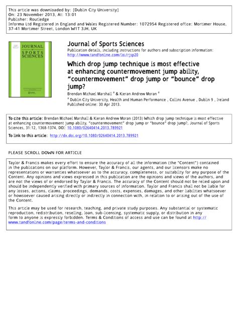 (PDF) Which drop jump technique is most effective at enhancing ...