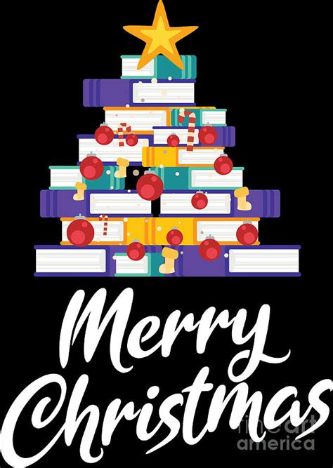 Merry Christmas Books Xmas Tree Librarian Gift Digital Art by Haselshirt - Fine Art America