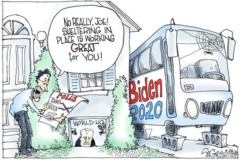 Political Cartoon: Joe Biden successfully shelters out of sight