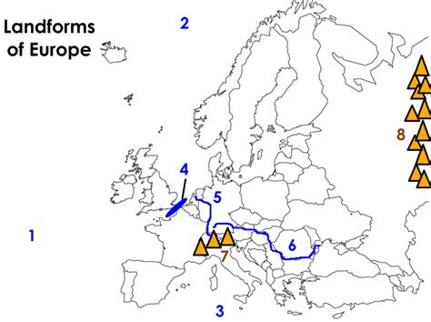 GS Review: Europe Landforms Map Diagram | Quizlet