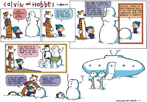 Calvin and Hobbes Snowman Theme Cartoons