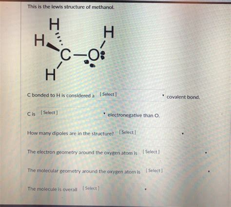 Solved This is the lewis structure of methanol. I H H፤ C H Н | Chegg.com