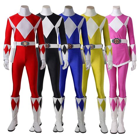 Power Rangers Costume Mighty Morphin Cosplay Suits Deluxe Version