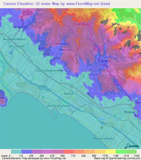 Elevation of Carrara,Italy Elevation Map, Topography, Contour