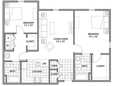 2 Bedroom Apartment Floor Plan With Dimensions | Floor Roma