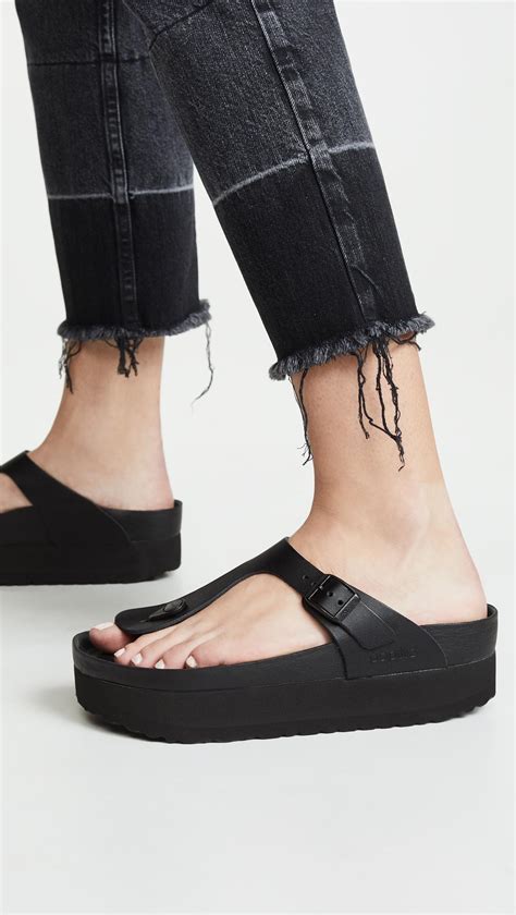 Birkenstock Gizeh Platform Exquisite Sandals in Black - Lyst